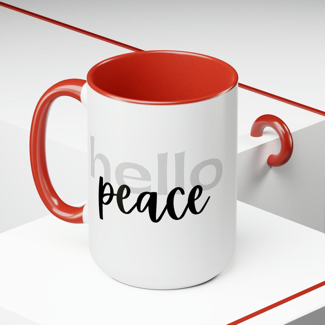 Accent Ceramic Coffee Mug 15oz - Hello Peace Motivational Peaceful Aspiration