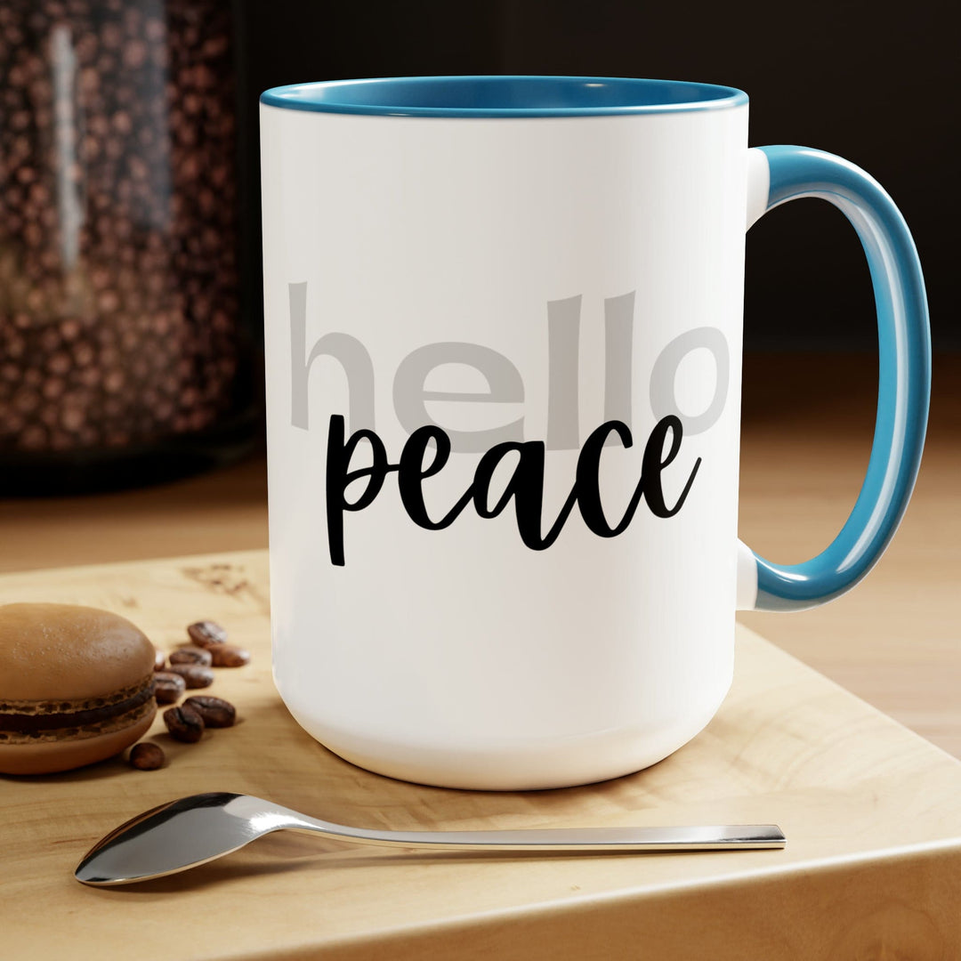 Accent Ceramic Coffee Mug 15oz - Hello Peace Motivational Peaceful Aspiration