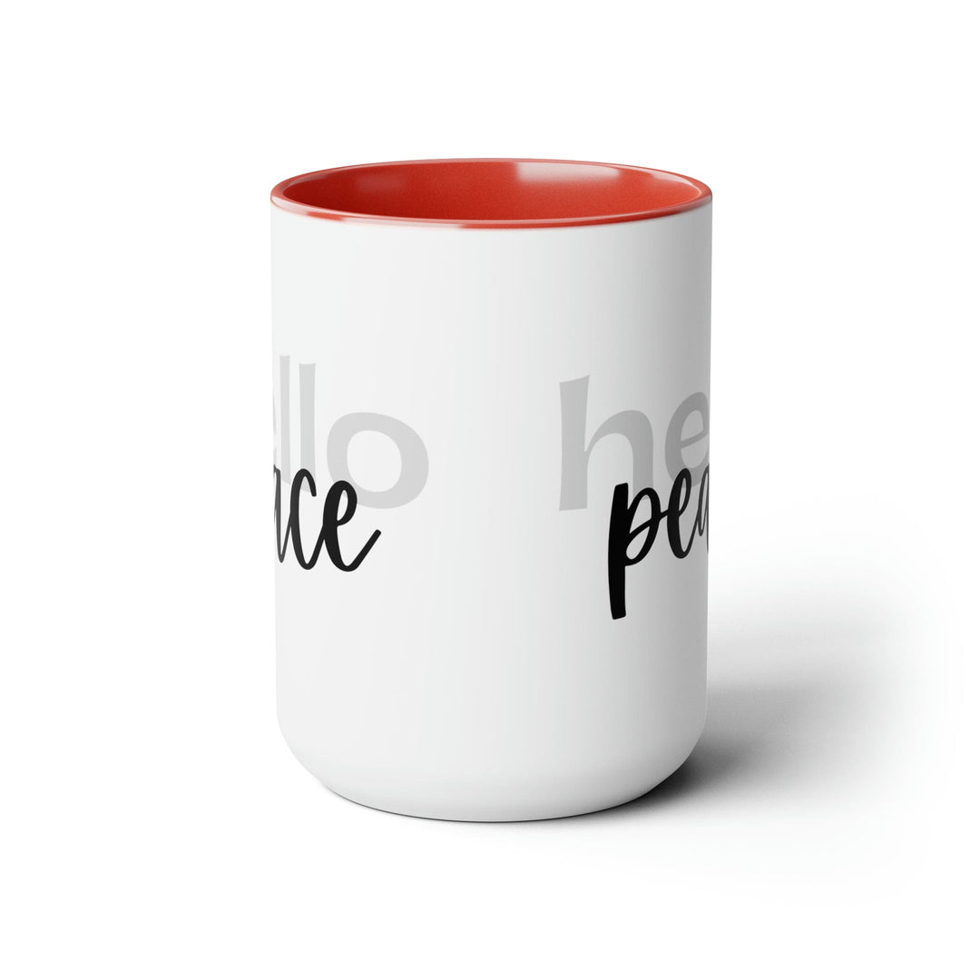 Accent Ceramic Coffee Mug 15oz - Hello Peace Motivational Peaceful Aspiration