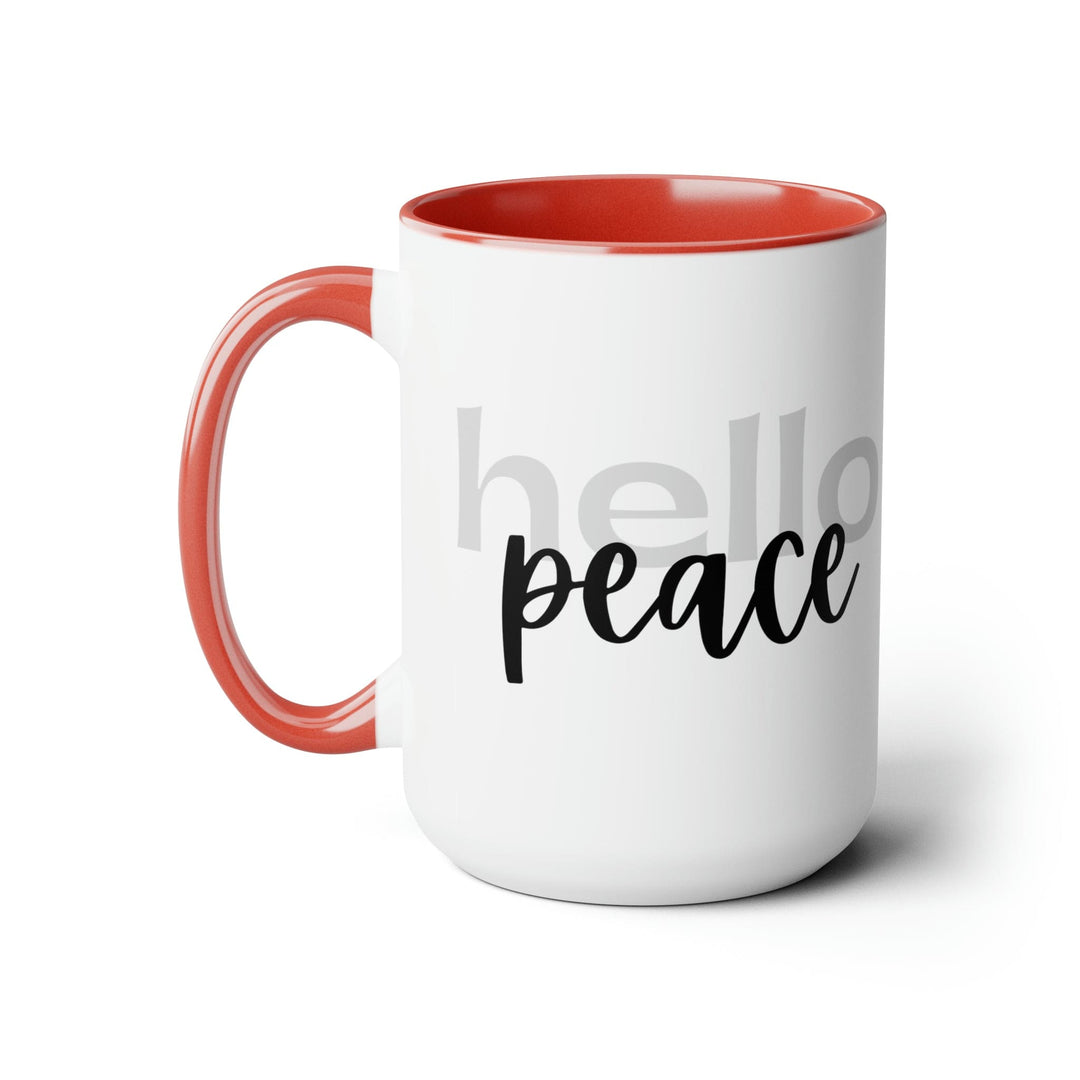 Accent Ceramic Coffee Mug 15oz - Hello Peace Motivational Peaceful Aspiration