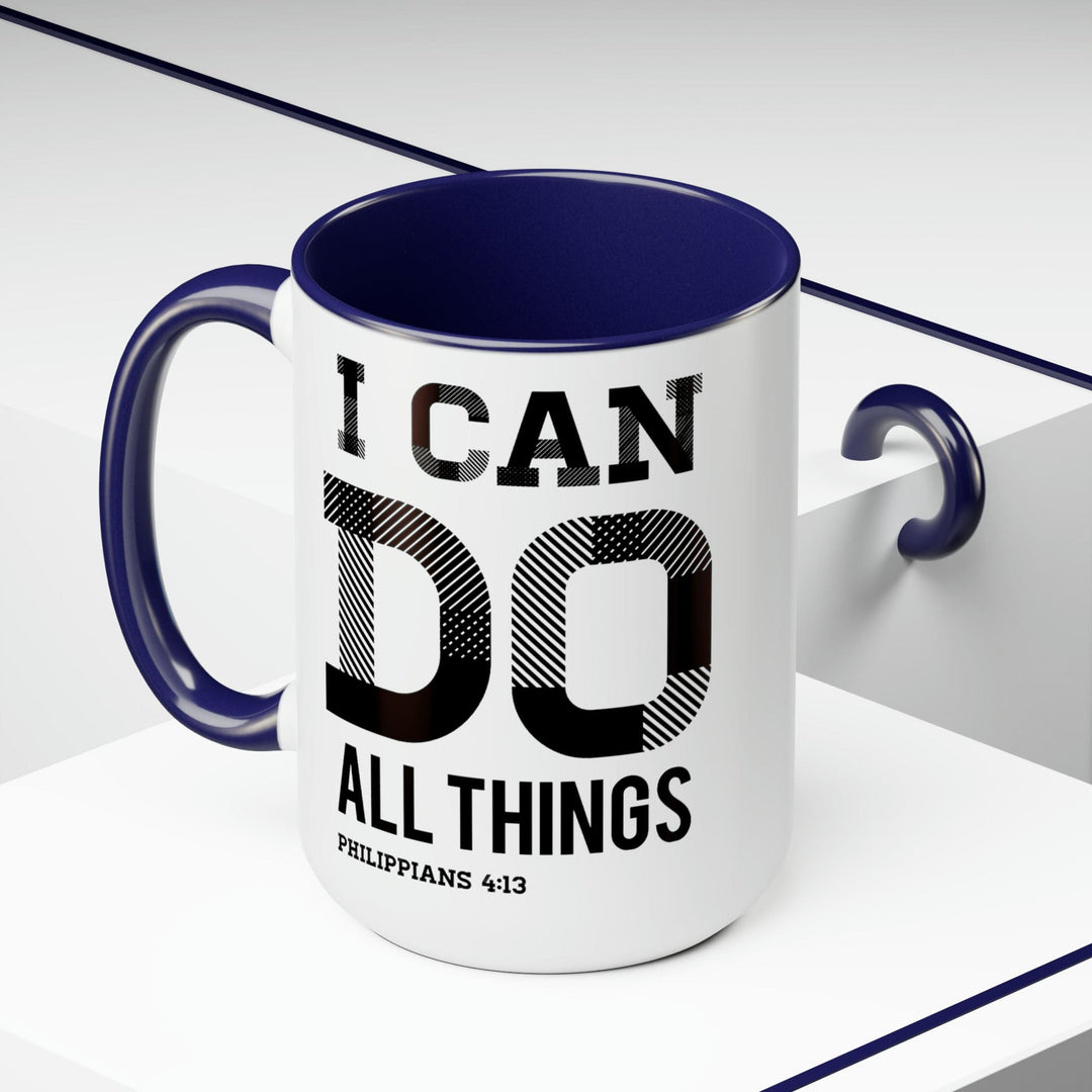 Accent Ceramic Coffee Mug 15oz - i can do All Things Philippians 4:13 Black