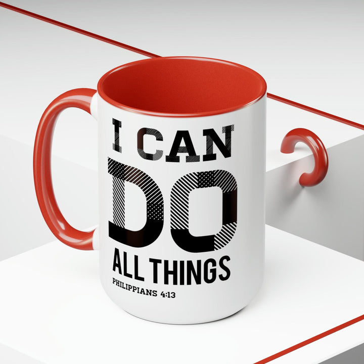 Accent Ceramic Coffee Mug 15oz - i can do All Things Philippians 4:13 Black