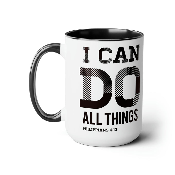 Accent Ceramic Coffee Mug 15oz - i can do All Things Philippians 4:13 Black