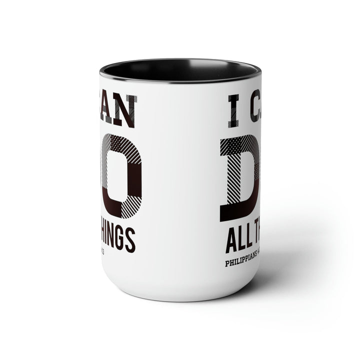 Accent Ceramic Coffee Mug 15oz - i can do All Things Philippians 4:13 Black