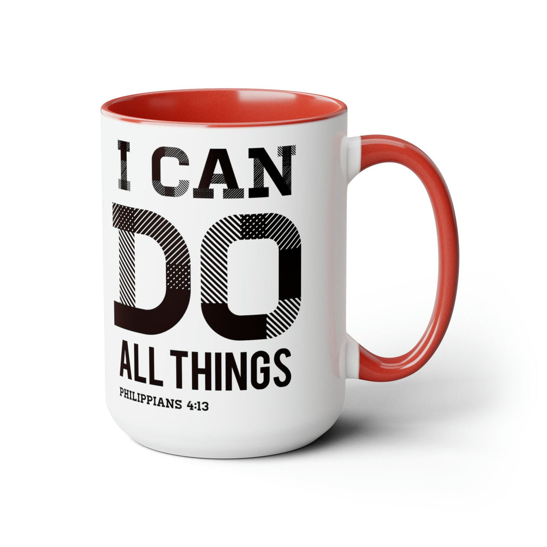 Accent Ceramic Coffee Mug 15oz - i can do All Things Philippians 4:13 Black