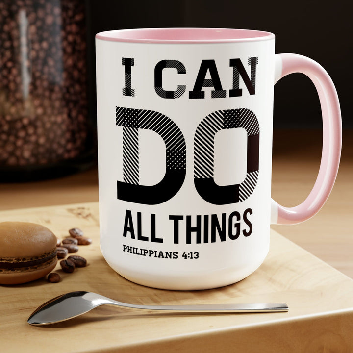 Accent Ceramic Coffee Mug 15oz - i can do All Things Philippians 4:13 Black