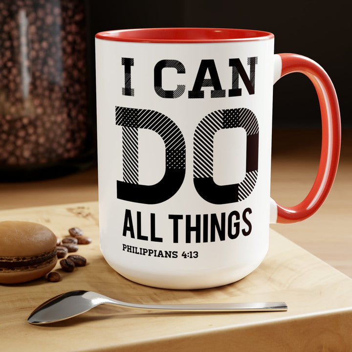 Accent Ceramic Coffee Mug 15oz - i can do All Things Philippians 4:13 Black