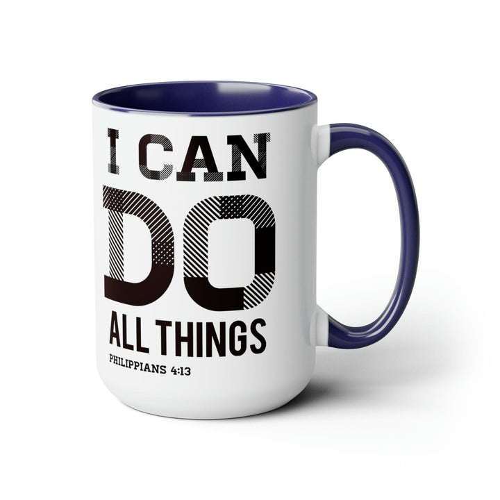 Accent Ceramic Coffee Mug 15oz - i can do All Things Philippians 4:13 Black