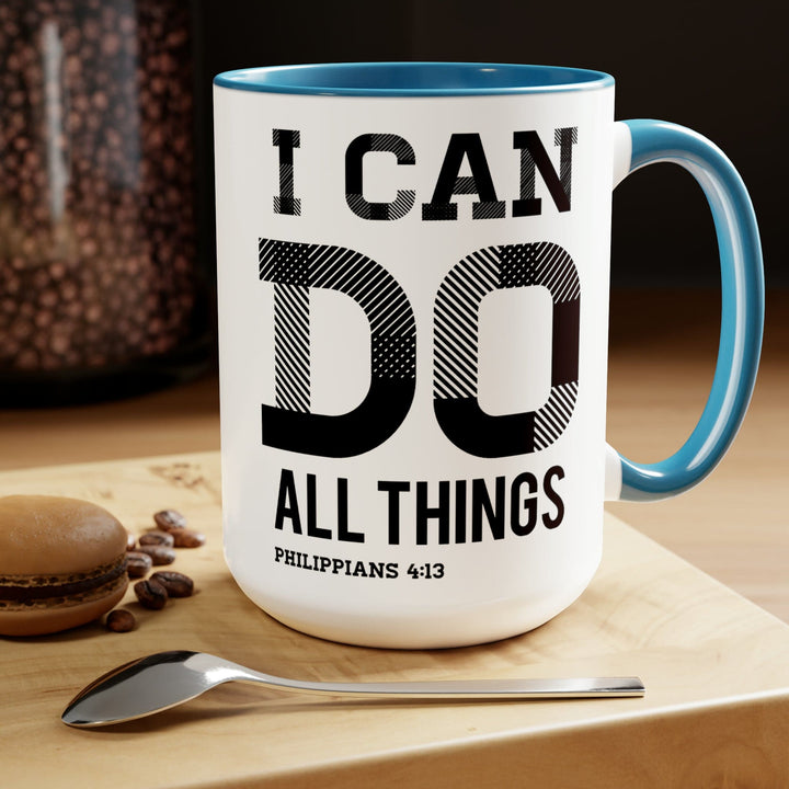 Accent Ceramic Coffee Mug 15oz - i can do All Things Philippians 4:13 Black