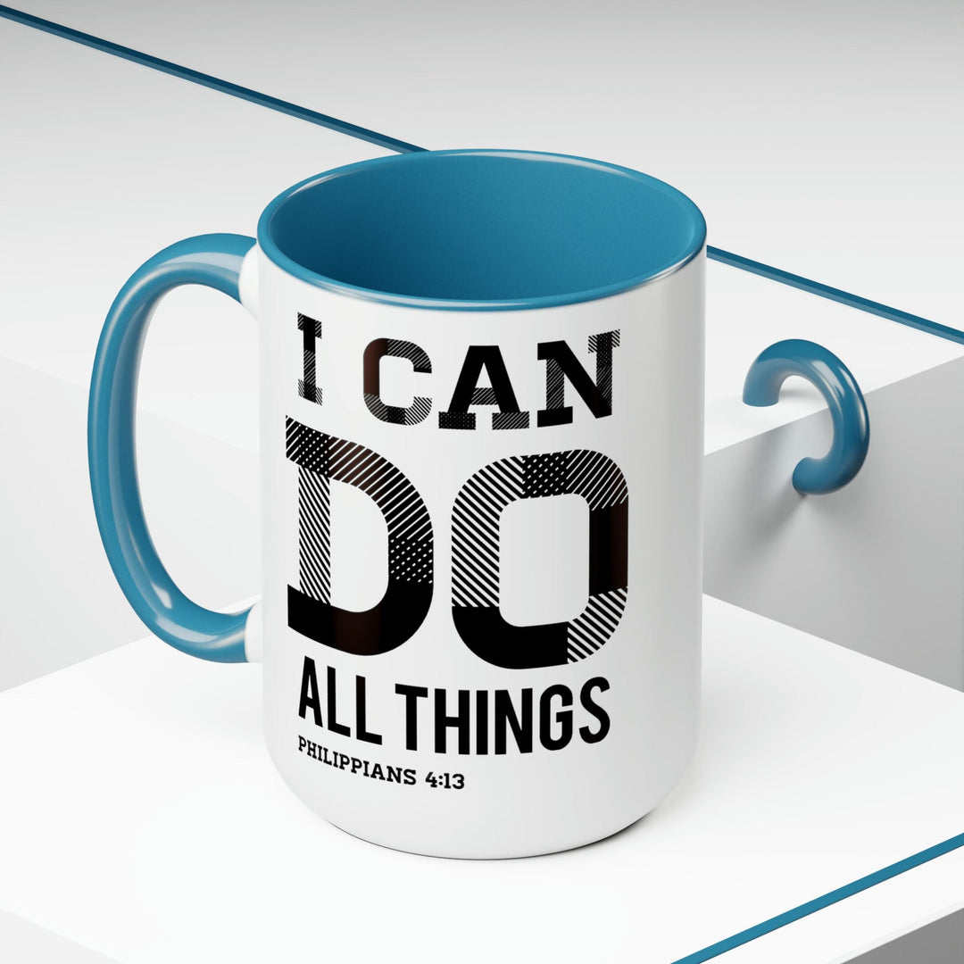 Accent Ceramic Coffee Mug 15oz - i can do All Things Philippians 4:13 Black