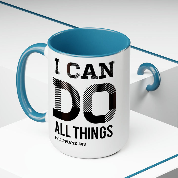 Accent Ceramic Coffee Mug 15oz - i can do All Things Philippians 4:13 Black