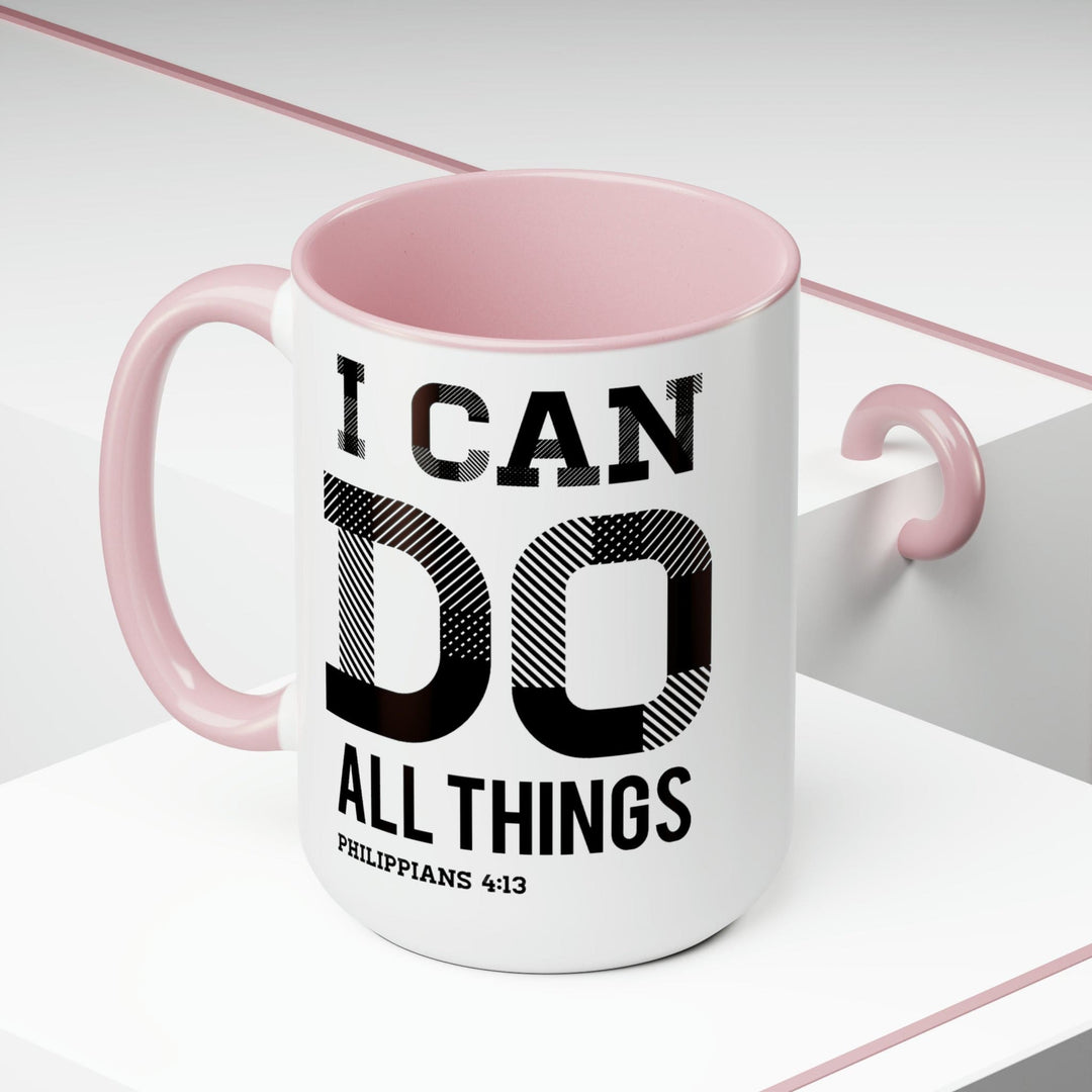 Accent Ceramic Coffee Mug 15oz - i can do All Things Philippians 4:13 Black