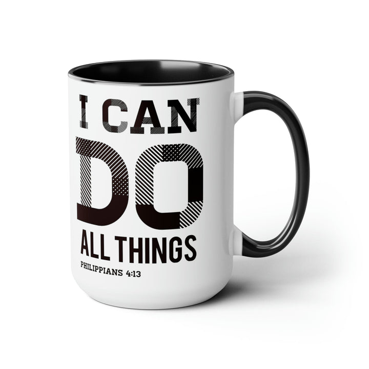 Accent Ceramic Coffee Mug 15oz - i can do All Things Philippians 4:13 Black