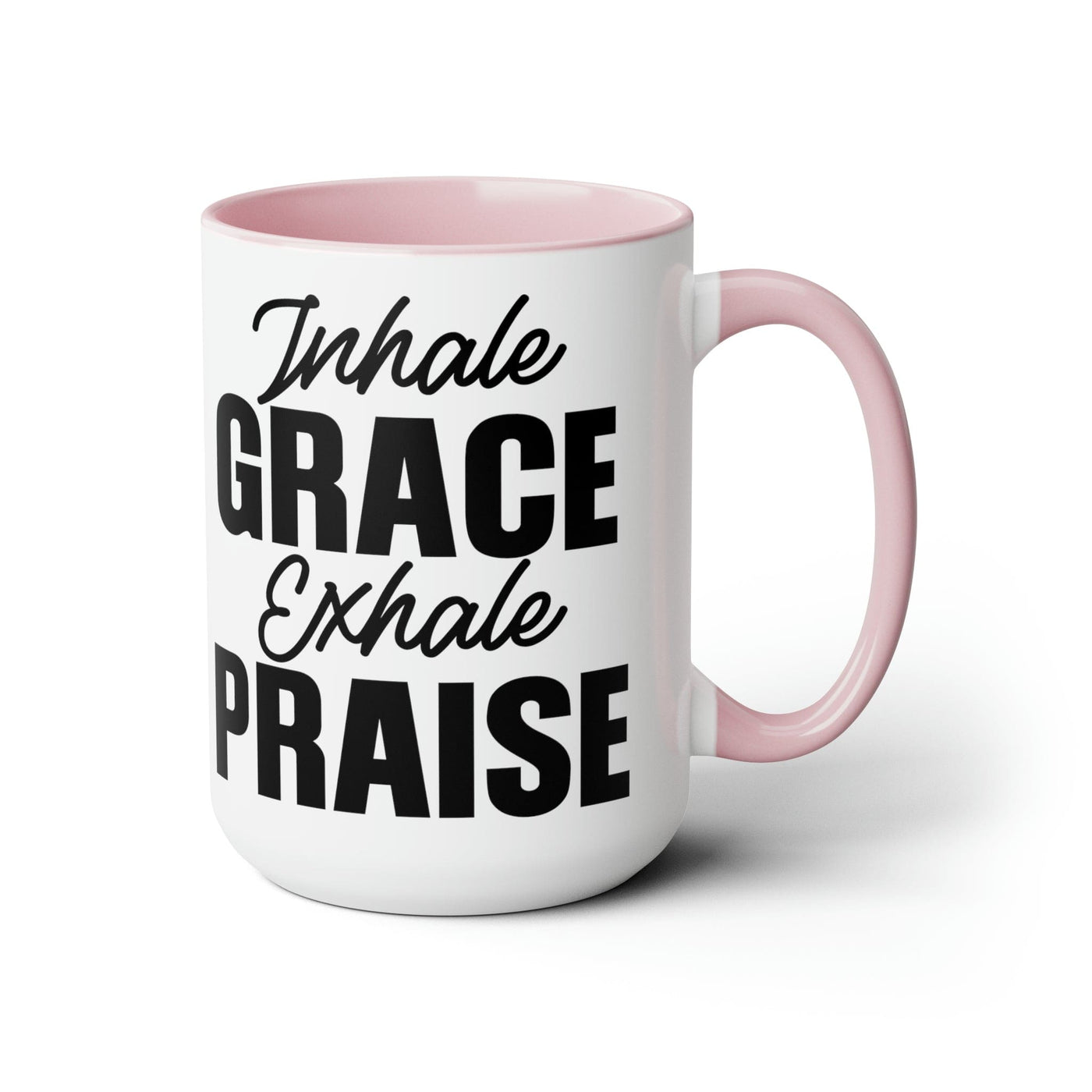 Accent Ceramic Coffee Mug 15oz - Inhale Grace Exhale Praise Black Illustration