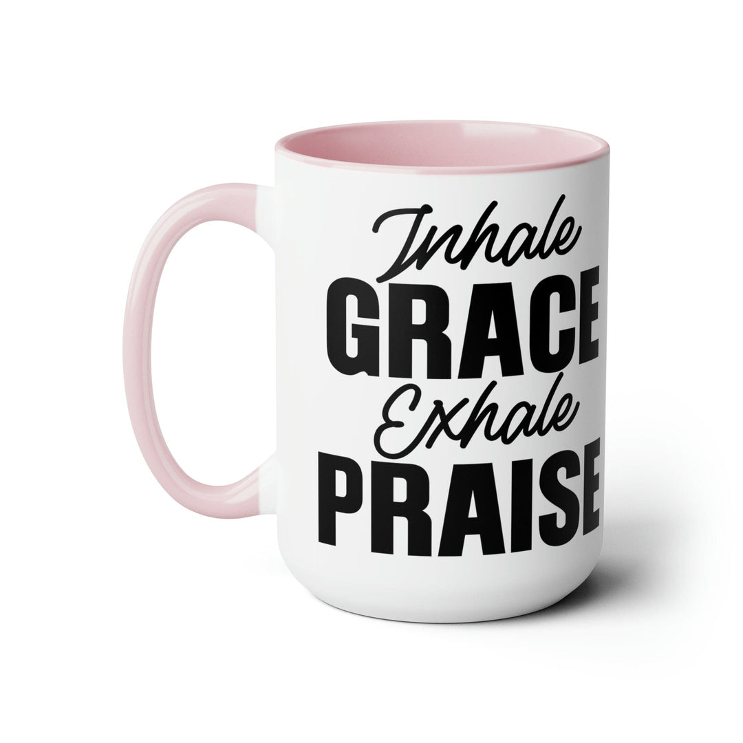 Accent Ceramic Coffee Mug 15oz - Inhale Grace Exhale Praise Black Illustration