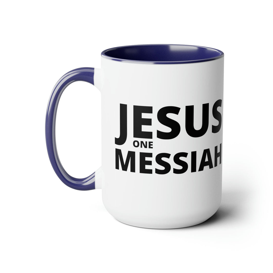 Accent Ceramic Coffee Mug 15oz - Jesus one Messiah Black Illustration