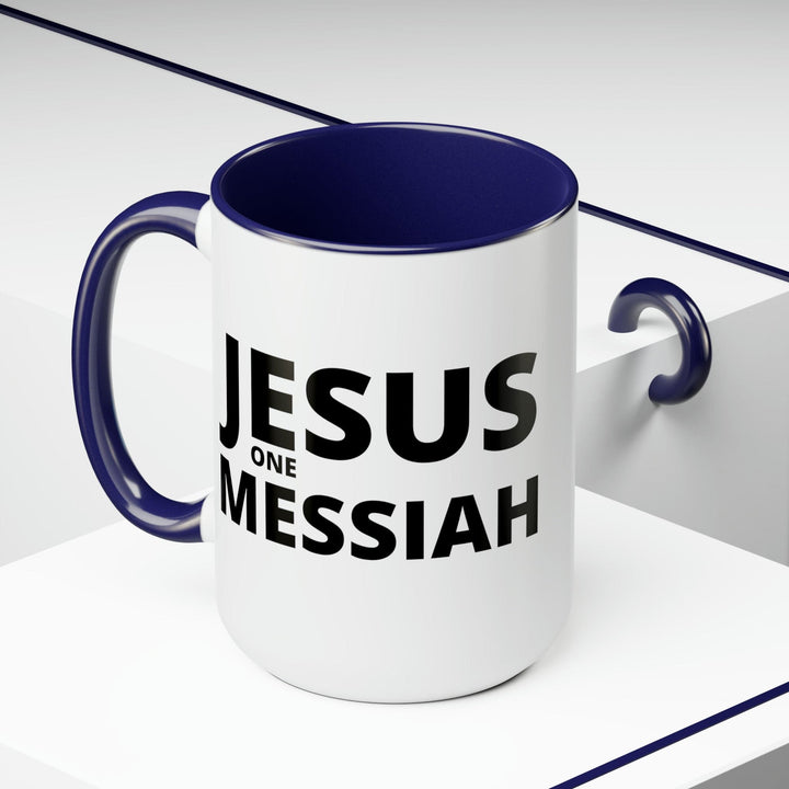 Accent Ceramic Coffee Mug 15oz - Jesus one Messiah Black Illustration