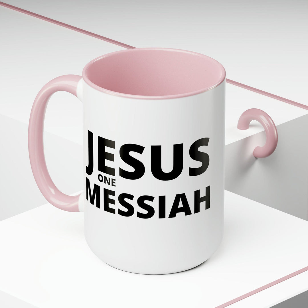 Accent Ceramic Coffee Mug 15oz - Jesus one Messiah Black Illustration