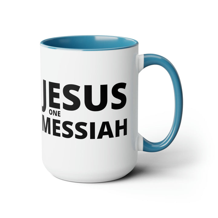 Accent Ceramic Coffee Mug 15oz - Jesus one Messiah Black Illustration