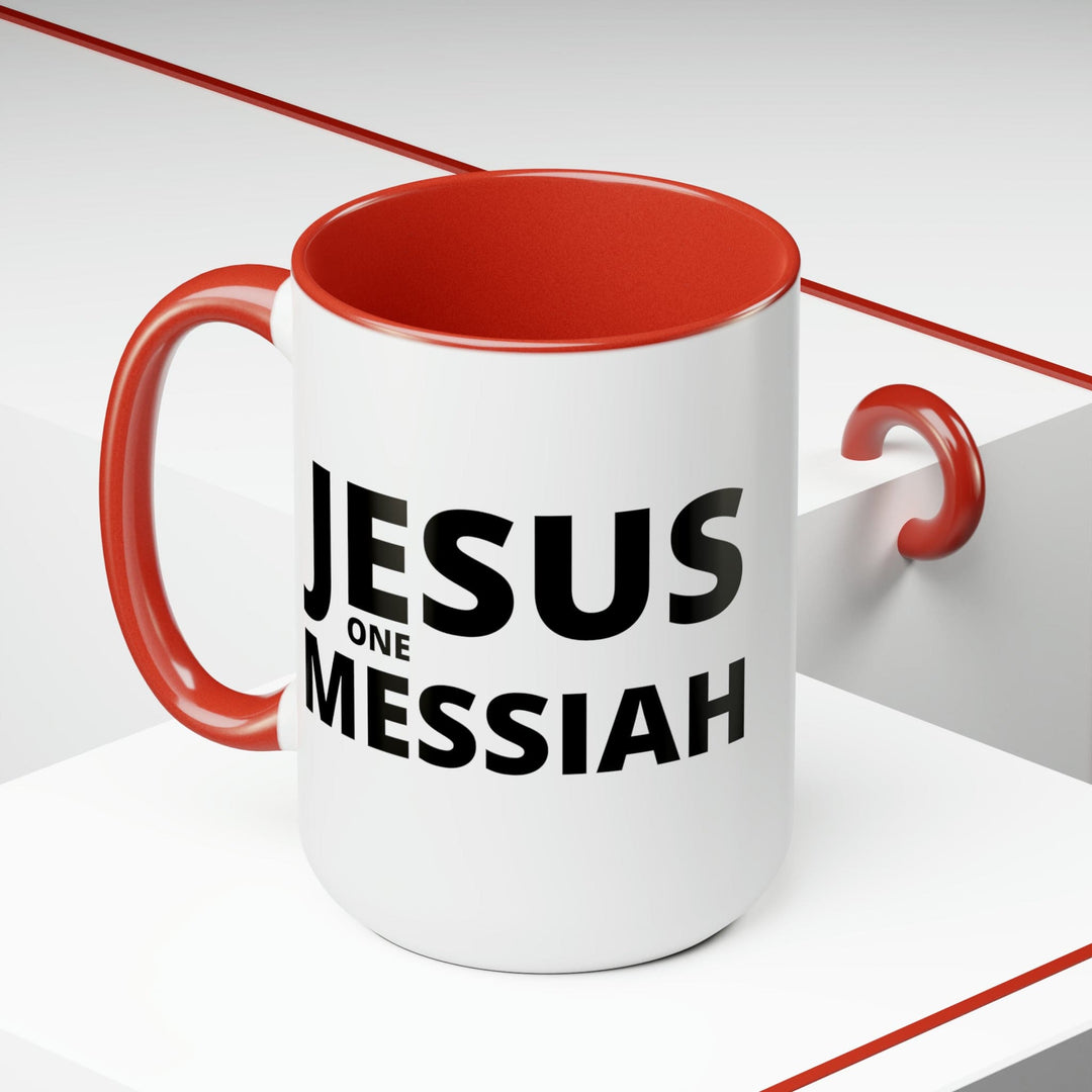 Accent Ceramic Coffee Mug 15oz - Jesus one Messiah Black Illustration