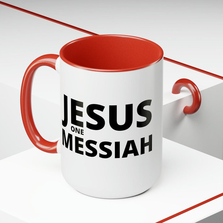 Accent Ceramic Coffee Mug 15oz - Jesus one Messiah Black Illustration