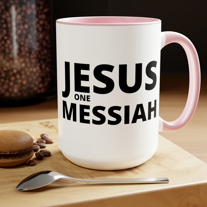 Accent Ceramic Coffee Mug 15oz - Jesus one Messiah Black Illustration