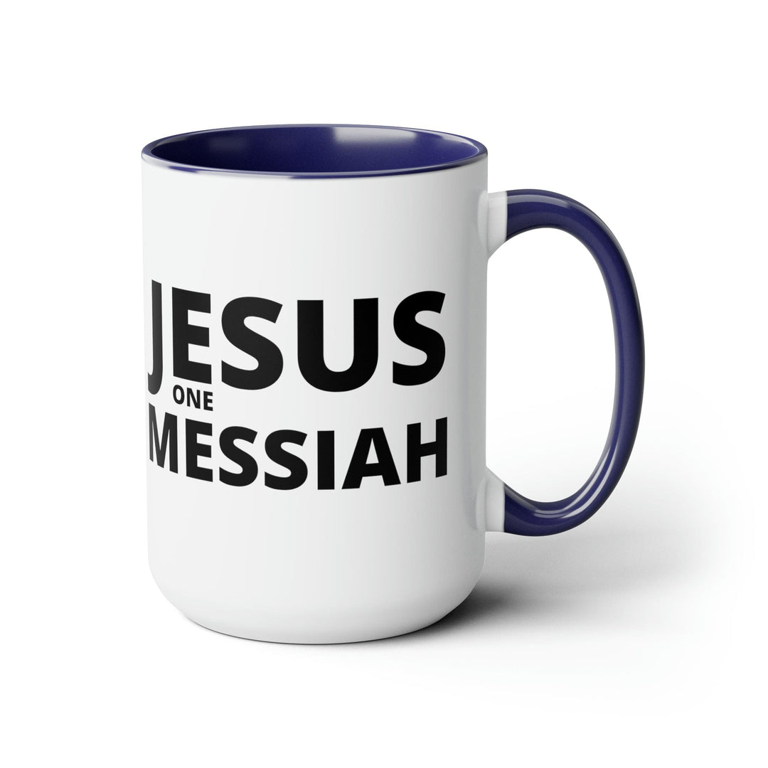 Accent Ceramic Coffee Mug 15oz - Jesus one Messiah Black Illustration