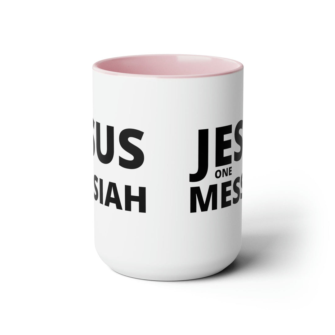 Accent Ceramic Coffee Mug 15oz - Jesus one Messiah Black Illustration