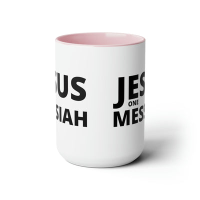 Accent Ceramic Coffee Mug 15oz - Jesus One Messiah Black Illustration -