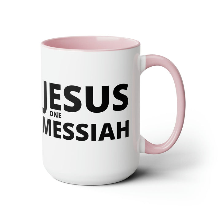 Accent Ceramic Coffee Mug 15oz - Jesus one Messiah Black Illustration