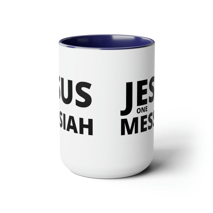 Accent Ceramic Coffee Mug 15oz - Jesus one Messiah Black Illustration