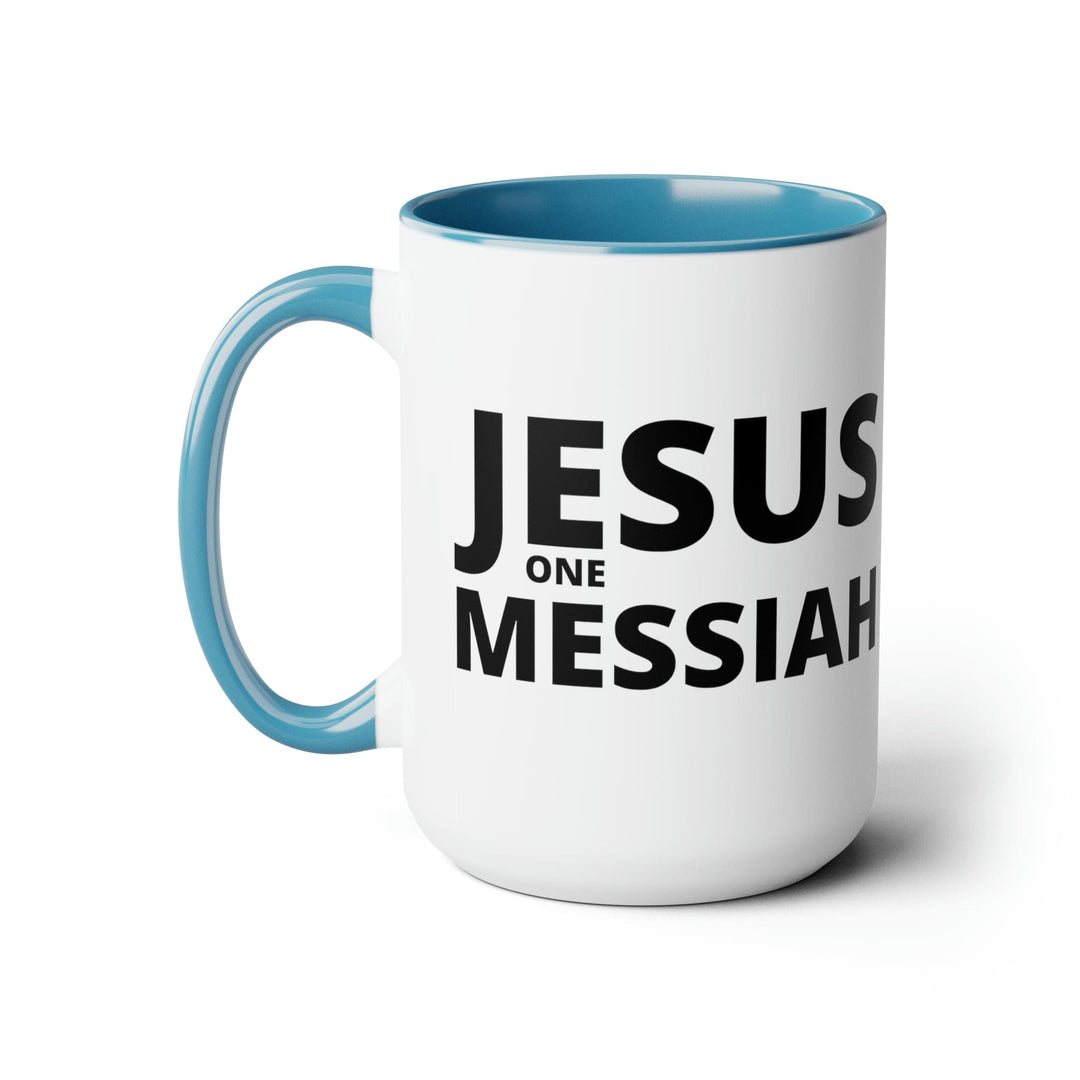 Accent Ceramic Coffee Mug 15oz - Jesus one Messiah Black Illustration