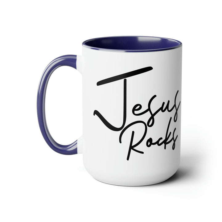 Accent Ceramic Coffee Mug 15oz - Jesus Rocks - Christian Inspiration