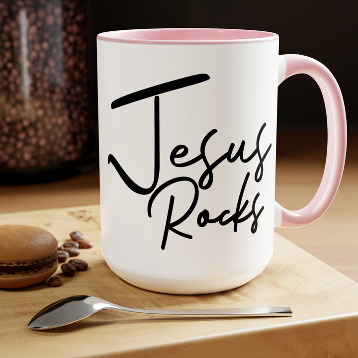 Accent Ceramic Coffee Mug 15oz - Jesus Rocks - Christian Inspiration