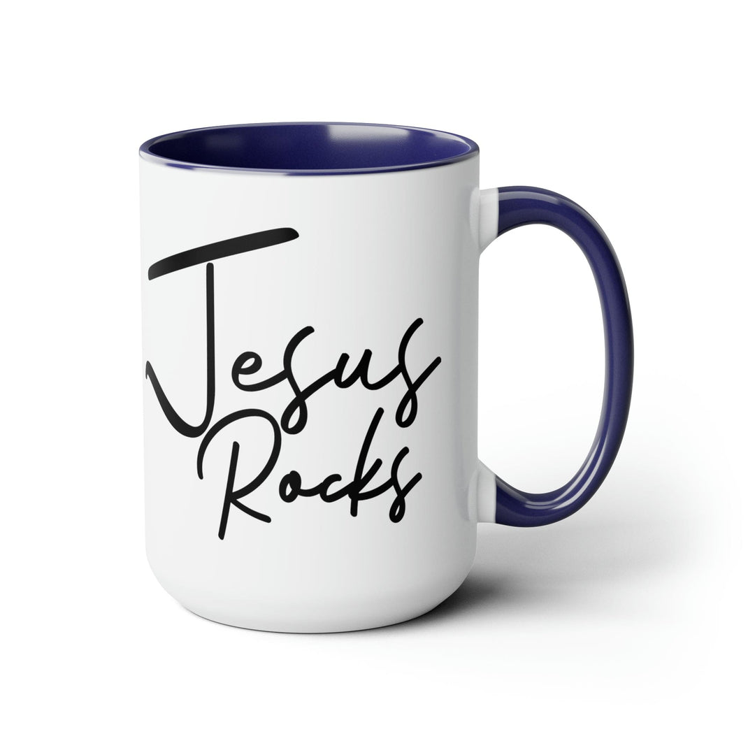 Accent Ceramic Coffee Mug 15oz - Jesus Rocks - Christian Inspiration