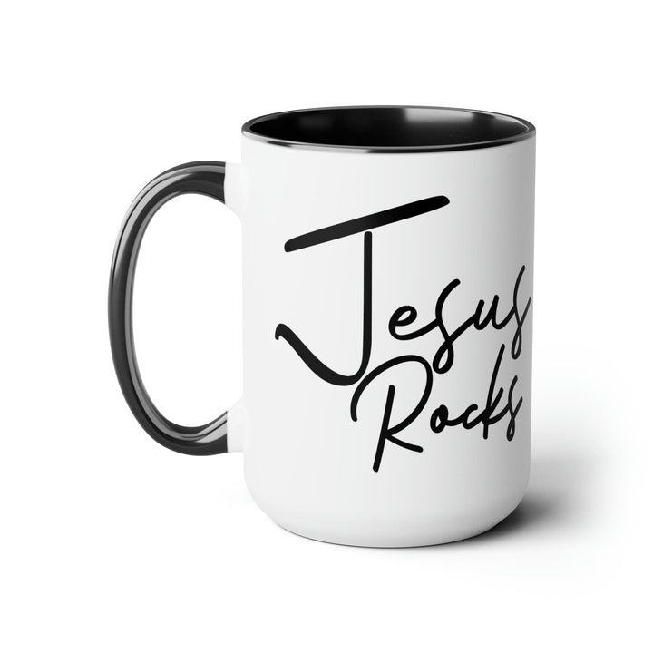 Accent Ceramic Coffee Mug 15oz - Jesus Rocks - Christian Inspiration