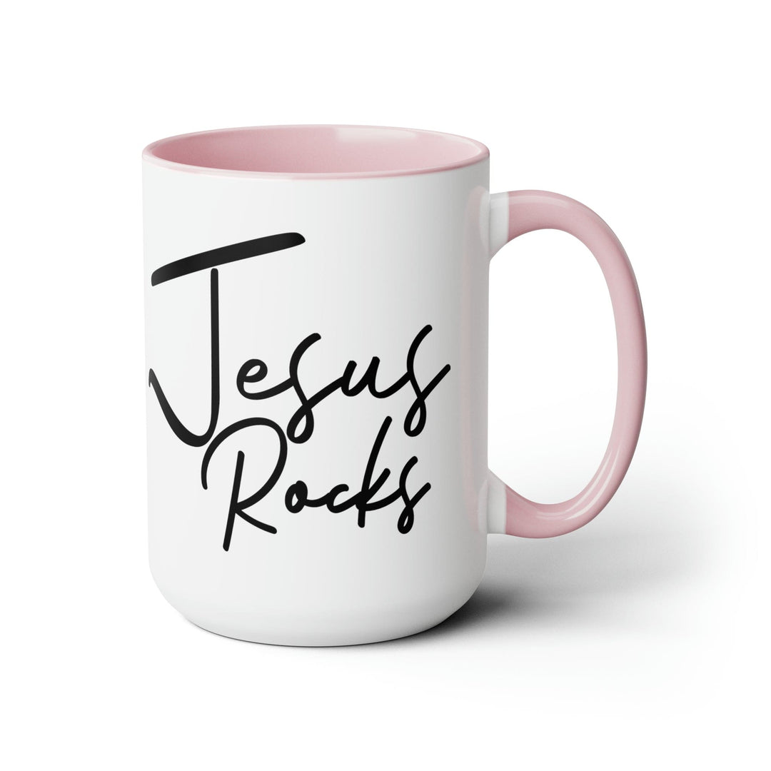 Accent Ceramic Coffee Mug 15oz - Jesus Rocks - Christian Inspiration