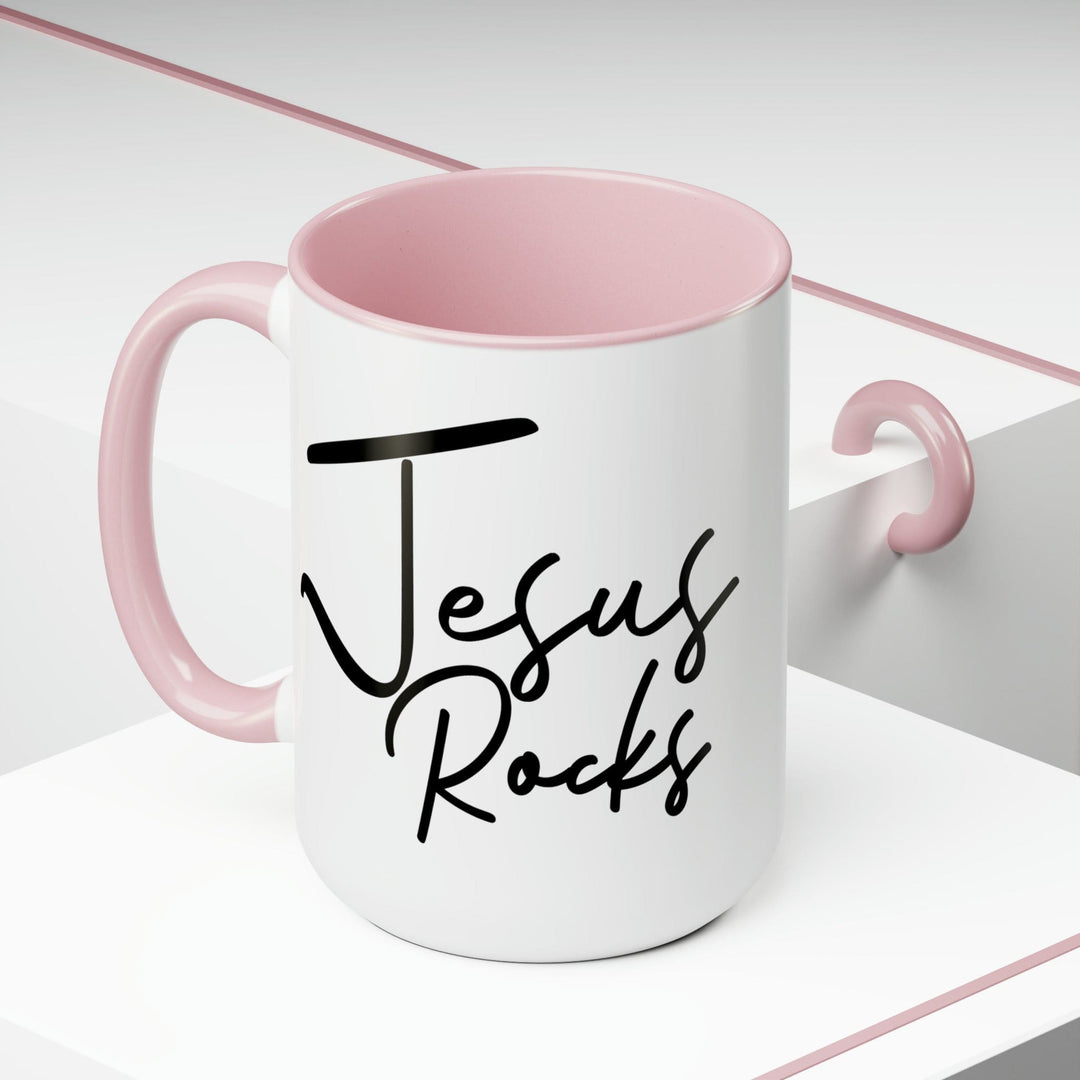 Accent Ceramic Coffee Mug 15oz - Jesus Rocks - Christian Inspiration