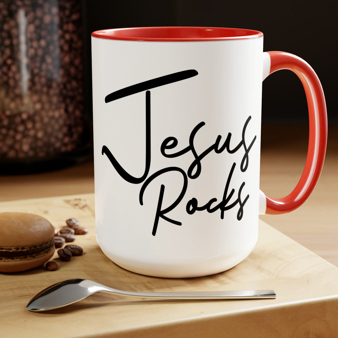 Accent Ceramic Coffee Mug 15oz - Jesus Rocks - Christian Inspiration