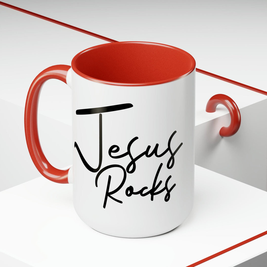 Accent Ceramic Coffee Mug 15oz - Jesus Rocks - Christian Inspiration