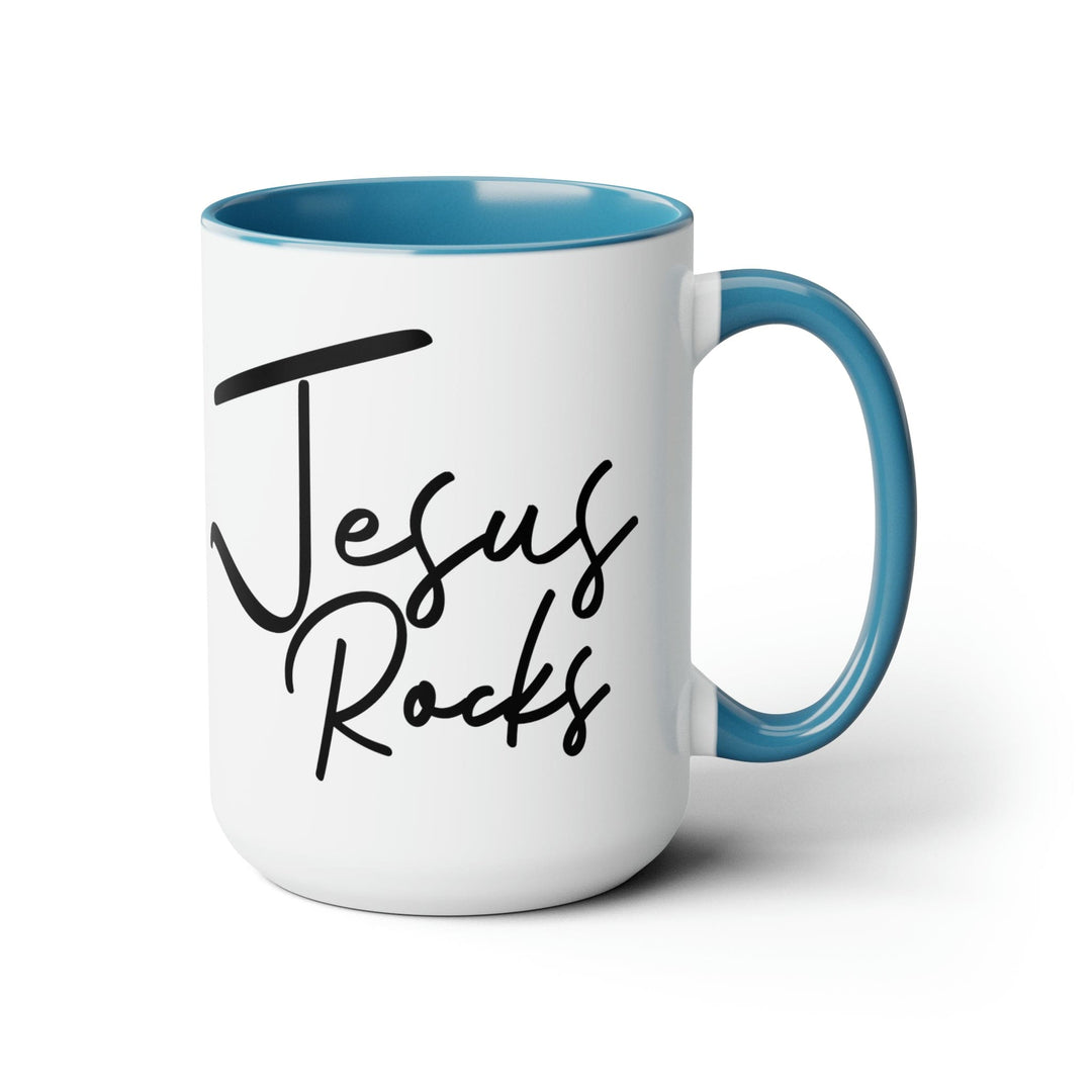 Accent Ceramic Coffee Mug 15oz - Jesus Rocks - Christian Inspiration