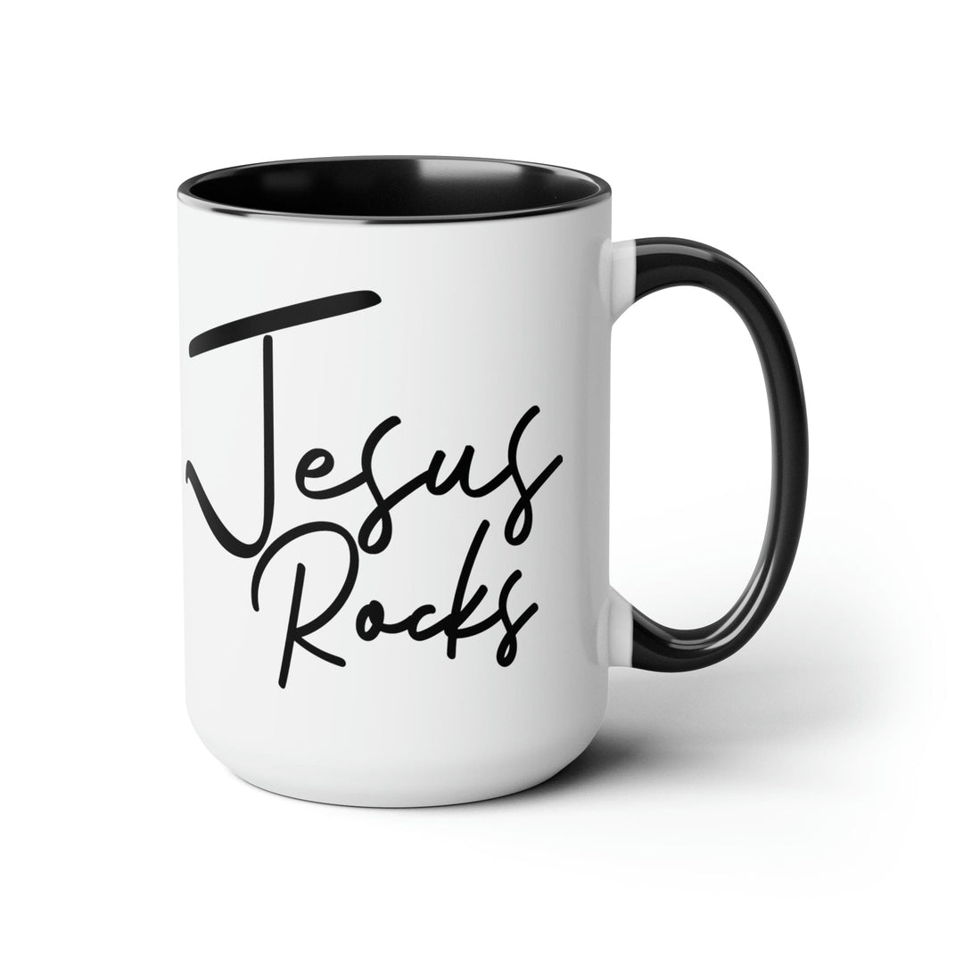 Accent Ceramic Coffee Mug 15oz - Jesus Rocks - Christian Inspiration