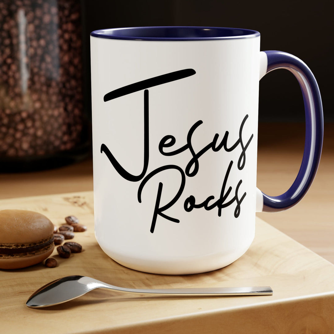 Accent Ceramic Coffee Mug 15oz - Jesus Rocks - Christian Inspiration