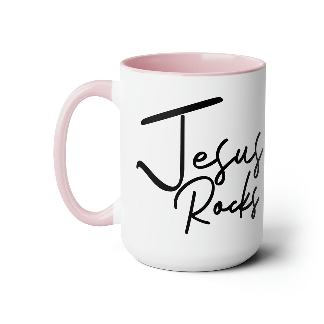 Accent Ceramic Coffee Mug 15oz - Jesus Rocks - Christian Inspiration