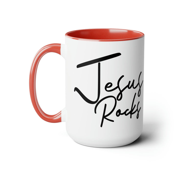 Accent Ceramic Coffee Mug 15oz - Jesus Rocks - Christian Inspiration