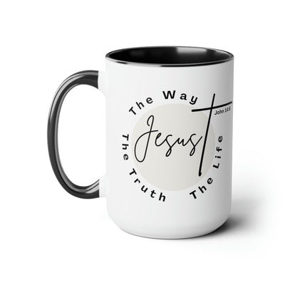 Accent Ceramic Coffee Mug 15oz - Jesus The Way The Truth The Life - Christian