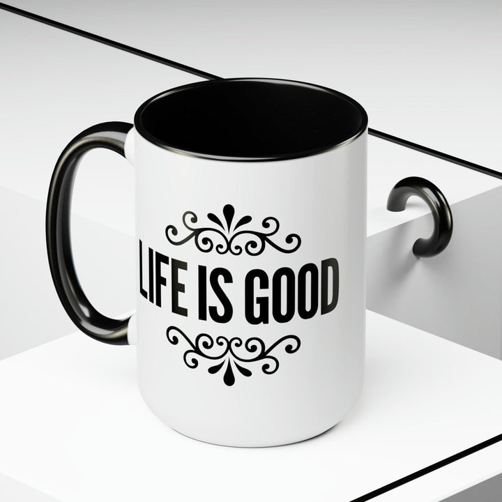 Accent Ceramic Coffee Mug 15oz - Life is Good Illustration Black - Decorative