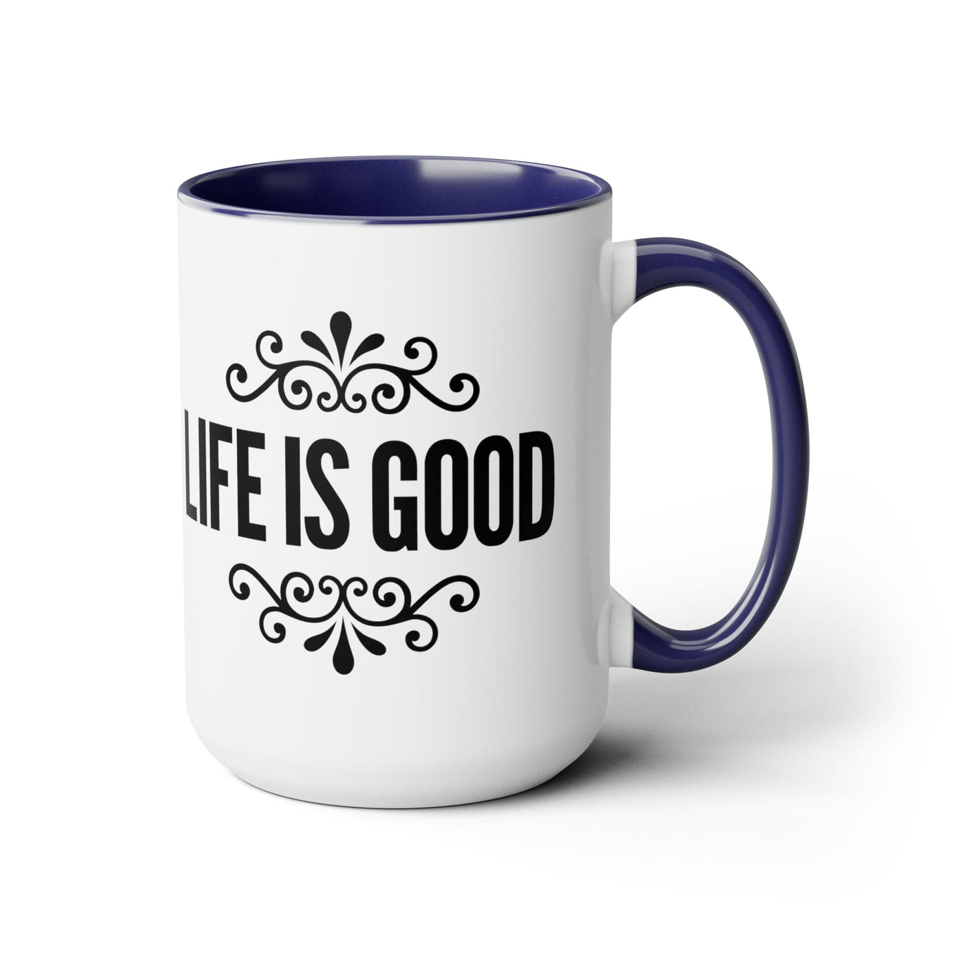 Accent Ceramic Coffee Mug 15oz - Life Is Good Black Graphic Illustration -