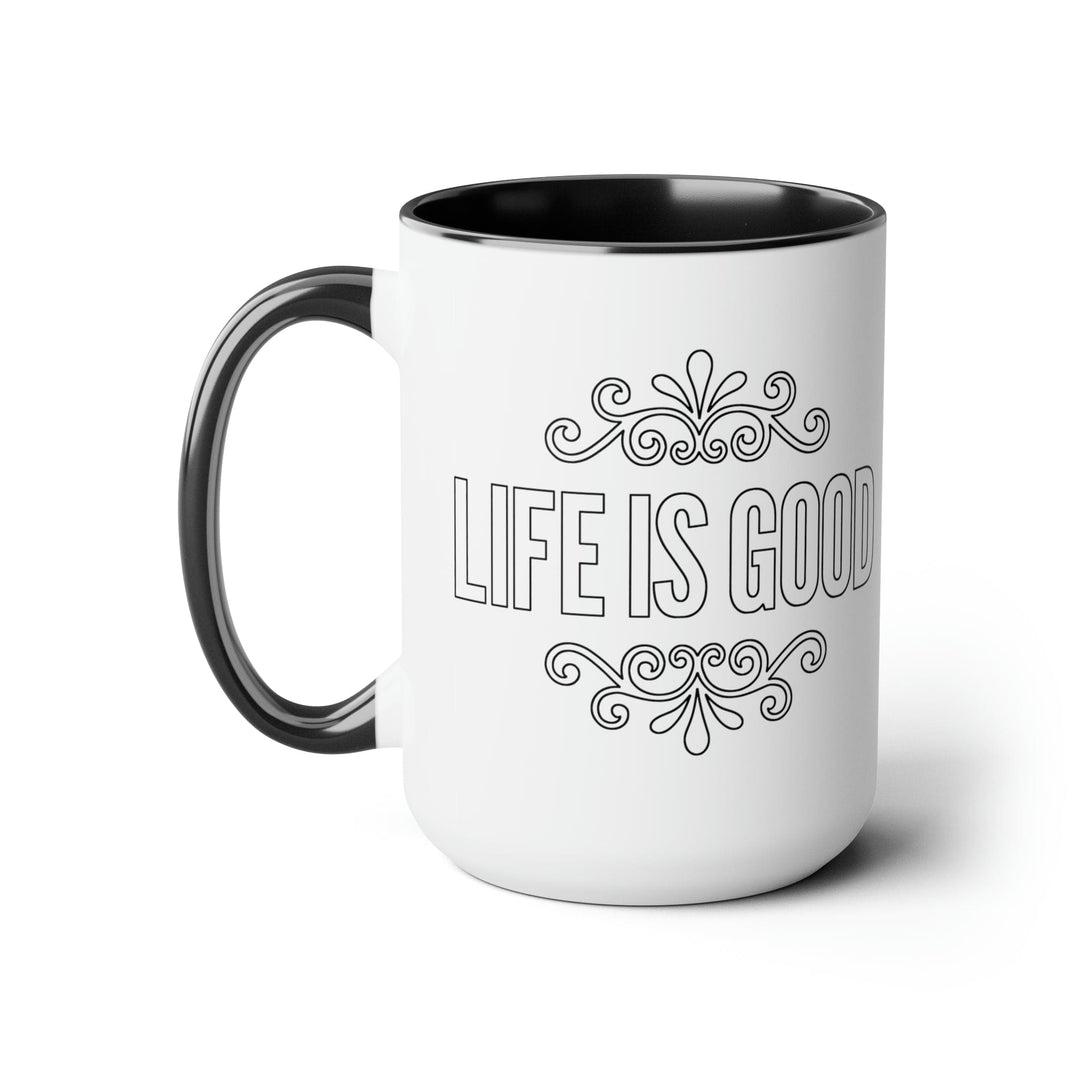 Accent Ceramic Coffee Mug 15oz - Life is Good Black Outline Graphic