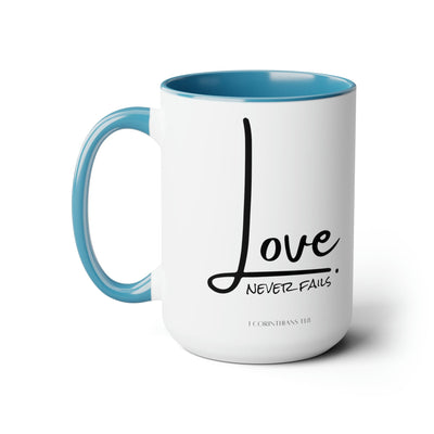 Accent Ceramic Coffee Mug 15oz - Love Never Fails Decorative | Mugs